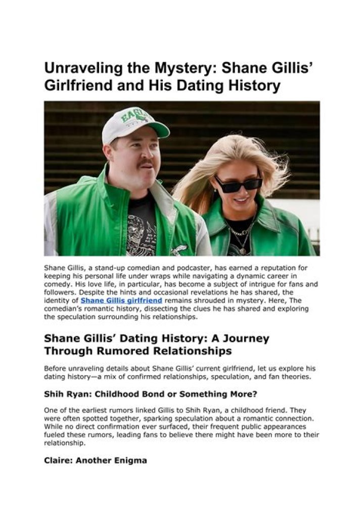 Unraveling The Mystery Of Shane Gillis' Girlfriend